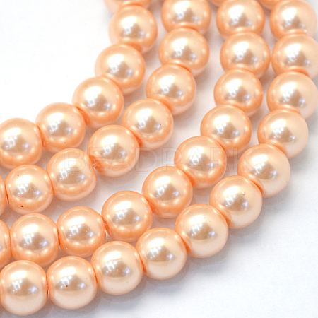 Baking Paint Pearlized Glass Pearl Round Bead Strands HY-Q330-8mm-18-1