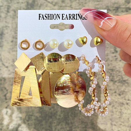 Alloy & Plastic Pearl Earring Sets WG01624-22-1