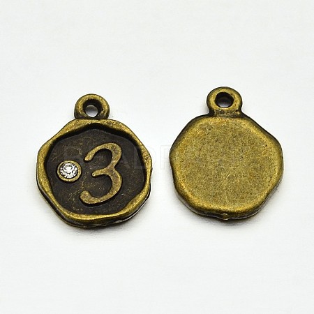 Antique Bronze Plated Alloy Rhinestone Charms ALRI-J153-03-NF-1