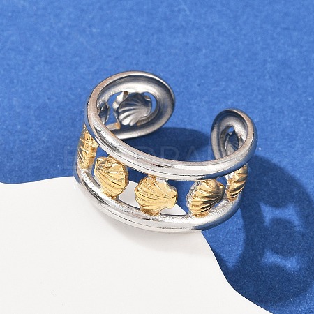 304 Stainless Steel Double Color Cuff Rings RJEW-S635-01GP-20-1