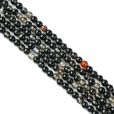 Natural Black Agate Bead Strands G-A130-2mm-K01-1