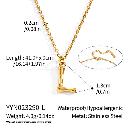 304 Stainless Steel Bamboo Initial Pendant Necklaces for Men Women WM4386-9-1