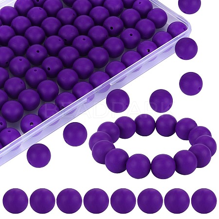 80Pcs Round Silicone Focal Beads SIL-SZ0001-24-05-1