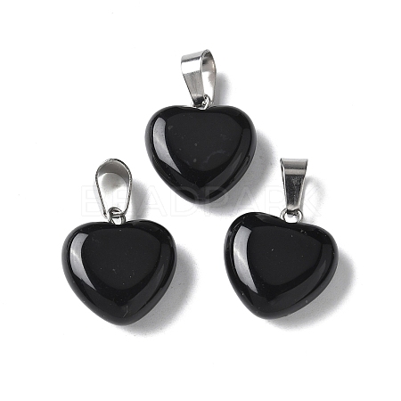 Natural Black Agate Pendants G-I311-A16-01-1