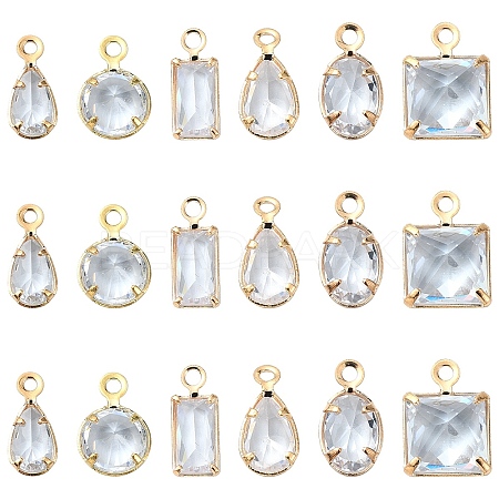 20Pcs Brass Cubic Zirconia Charms ZIRC-YW0001-12-1