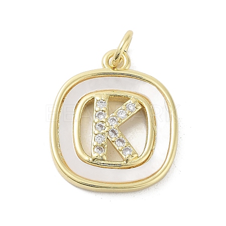 Rack Plating Brass Micro Pave Clear Cubic Zirconia Pendants KK-E102-33G-K-1