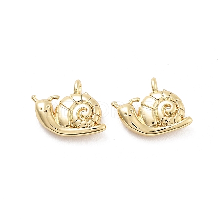Snail Rack Plating Brass Charms KK-G512-13G-1