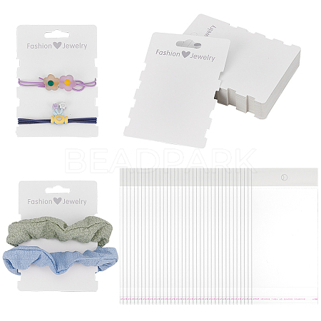   50Pcs Paper Hair Tie Display Cards CDIS-PH0001-57-1