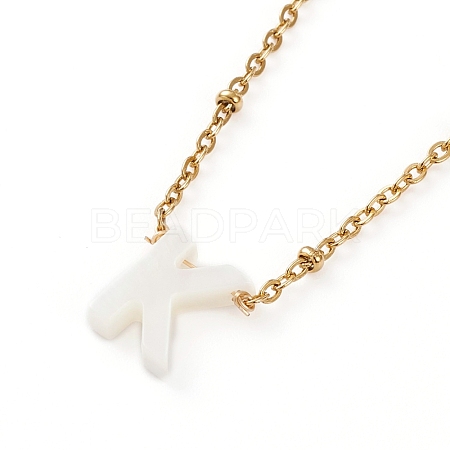 (Jewelry Parties Factory Sale)Natural Shell Initial Pendant Necklaces NJEW-JN03298-03-1