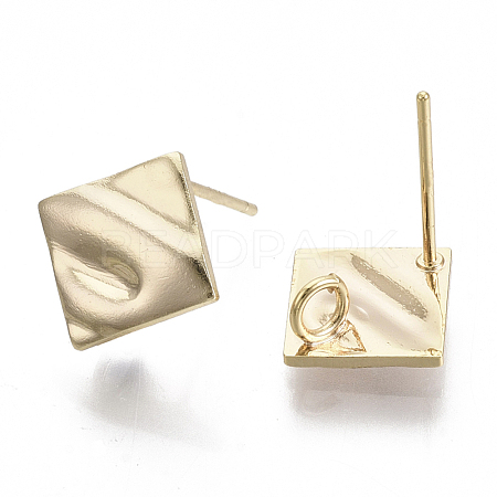 Brass Micro Pave Cubic Zirconia Stud Earring Findings KK-T056-08G-NF-1