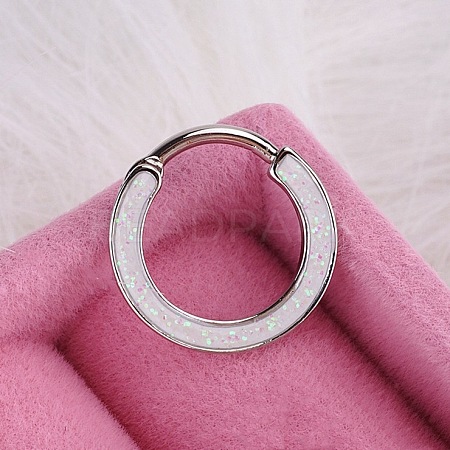 316L Stainless Steel Micro Pave Cubic Zirconia Hoop Nose Rings WG5D603-08-1