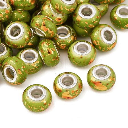 Opaque Resin Rondelle European Beads RESI-Z046-01E-1