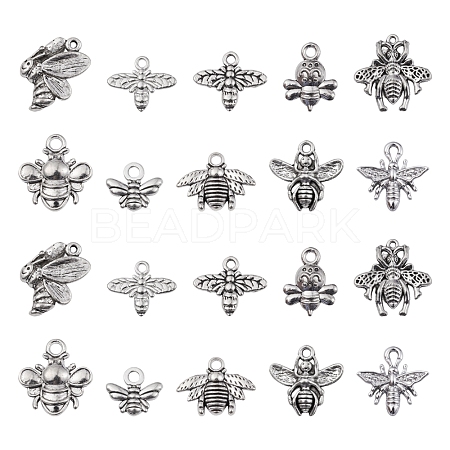 100Pcs 10 Style Tibetan Style Alloy Pendants TIBEP-CJ0001-76-1