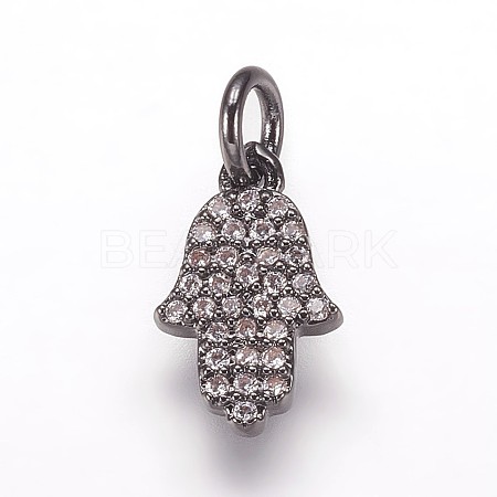 Brass Micro Pave Cubic Zirconia Charms Pendants ZIRC-K070-32B-1