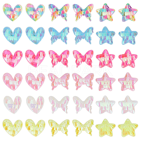 72Pcs 18 Style Fabric & Sequin Ornament  Accessories DIY-AR0002-23-1