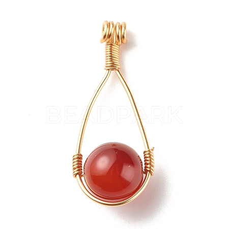 Natural Carnelian Pendants PALLOY-JF01111-01-1