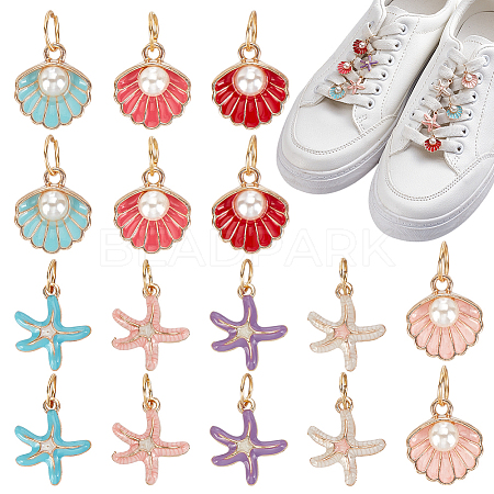 16Pcs 8 Styles Alloy Enamel Shoes Charms PALLOY-PH01716-1