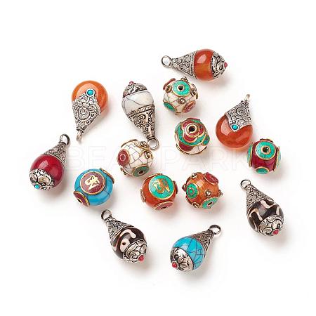 Tibetan Style Beads/Pendants TIBEB-P001-06-1