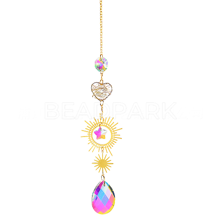 Quartz Crystal Big Pendant Decorations HJEW-PW0001-011B-1