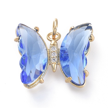 Brass Micro Pave Clear Cubic Zirconia Pendant ZIRC-P079-B02-08-1
