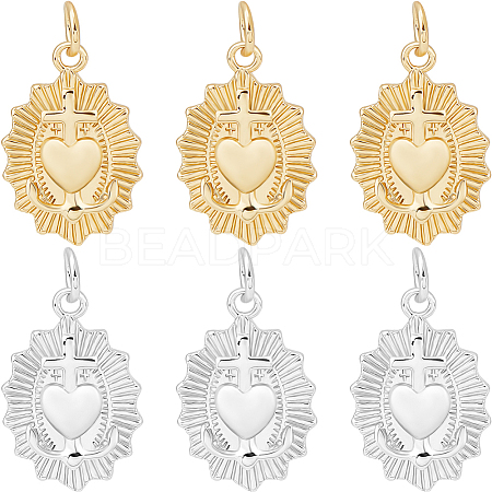 8Pcs 2 Colors Brass Pendants KK-BBC0013-01-1