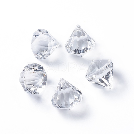 Transparent Acrylic Faceted Diamond Pendants DB28x31mmC01-1