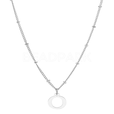 1Pc Brass Chain & 304 Stainless Steel Letter Pendant Necklaces NJEW-LP0001-35O-P-1
