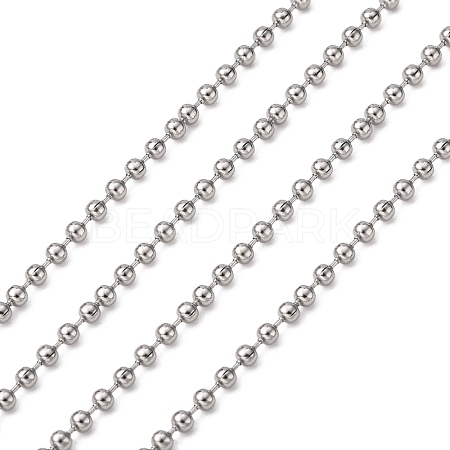 Non-Tarnish 3.28 Feet 304 Stainless Steel Ball Chains X-CHS-A002B-2.4mm-1