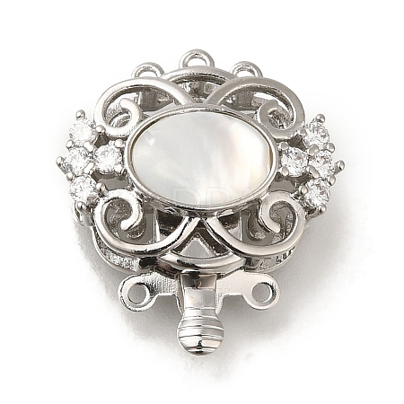 Brass Micro Pave Clear Cubic Zirconia Box Clasps with Resin KK-H480-08P-1