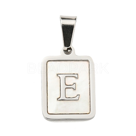 Vacuum Plating 304 Stainless Steel Pave Natural White Shell Pendants STAS-S130-03P-E-1