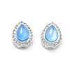 Brass Light Sky Blue Glass Teardrop Multi-Strand Links KK-B125-09S-1