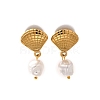 304 Stainless Steel Plastic Pearl Dangle Stud Earrings EJEW-G422-01G-03-2