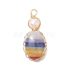 Chakra Natural Mixed Gemstone Copper Wire Wrapped Pendants PALLOY-JF02046-01-1