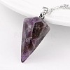Cone Pendulum Platinum Tone Brass Amethyst Pendants X-G-F267-05G-1