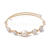 Natural Aquamarine Round Beaded Cuff Bangle BJEW-JB10113-04-1