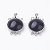 Natural Dyed & Heated Black Agate Box Clasps G-E427-14P-2