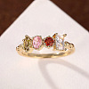 Oval & Horse Eye & Rectangle Brass with Colorful Cubic Zirconia Finger Rings FS-WGD0B16-01-3