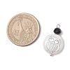 4Pcs 4 Styles Natural Shell & Black Glass Flat Round Pendants PALLOY-JF04290-3