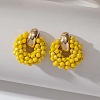 Iron & Glass Bead Ring Stud Earrings FS-WG96D15-02-1