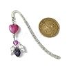 3Pcs 3 Colors Glass Bead Heart Angel Bookmarks AJEW-JK00276-5