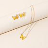 Butterfly Acrylic Rhinestone with Iron Pendant Necklaces & Stud Earrings Sets for Women WGFFCAF-01-2
