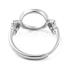 Flat Round Adjustable 925 Sterling Silver Ring Components STER-G042-01P-3
