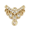 Brass Clear Cubic Zirconia V Shaped Connector Charms KK-I719-04G-1