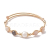 Natural Moonstone Round Beaded Cuff Bangle BJEW-JB10113-01-1
