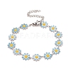 Enamel Daisy Link Chains Bracelet BJEW-P271-01P-03-1