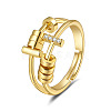 Adjustable Brass Micro Pave Cubic Zirconia Cuff Open Rings FS-WG9EABB-02-1