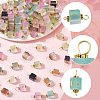 100Pcs Glitter Frosted Glass Cube Connector Charms PALLOY-FS00042-02-2