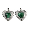 Synthetic Malachite Peach Love Heart Pendants G-G158-01T-1