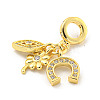 Rack Plating Brass Micro Pave Cubic Zirconia European Dangle Charms KK-P270-02E-G-2