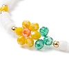 Glass Flower & Shell Pearl Beaded Dangle Earrings Bracelet Necklace SJEW-TA00006-8